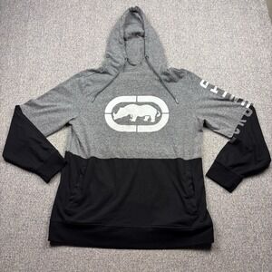 Vintage Ecko Unltd Hoodie Men Large Gray Black Pullover